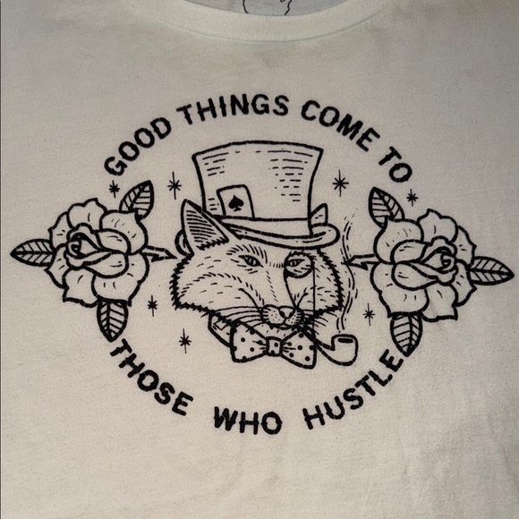 Lucky Brand White Graphic Tee With Tattoo Inspired Design - Picture 2 of 5